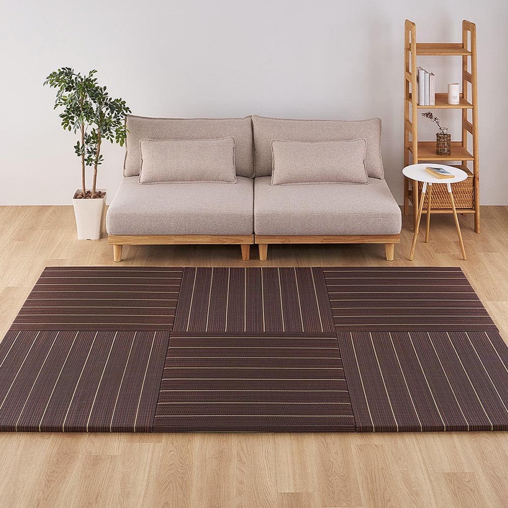 Rin Tatami Mat (6 Pieces) Approx. 82×82×2.5cm Brown