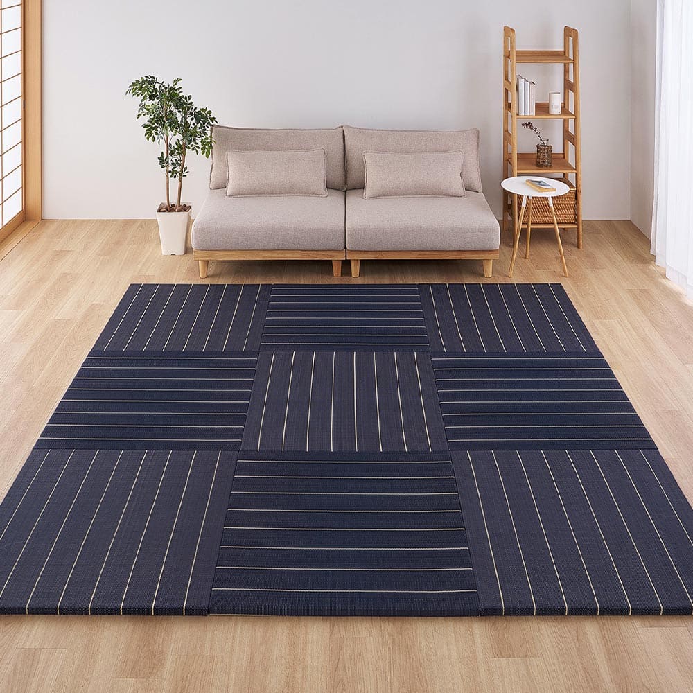 (Set of 9) Tatami Mats Rin Approx. 82×82×2.5cm Black