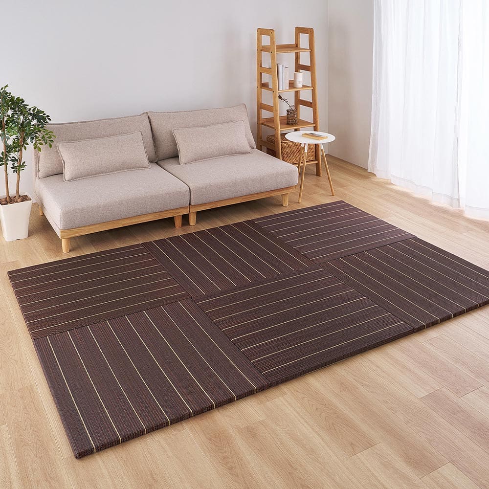 (Set of 12) Tatami Mats Rin Approx. 82×82×2.5cm Brown
