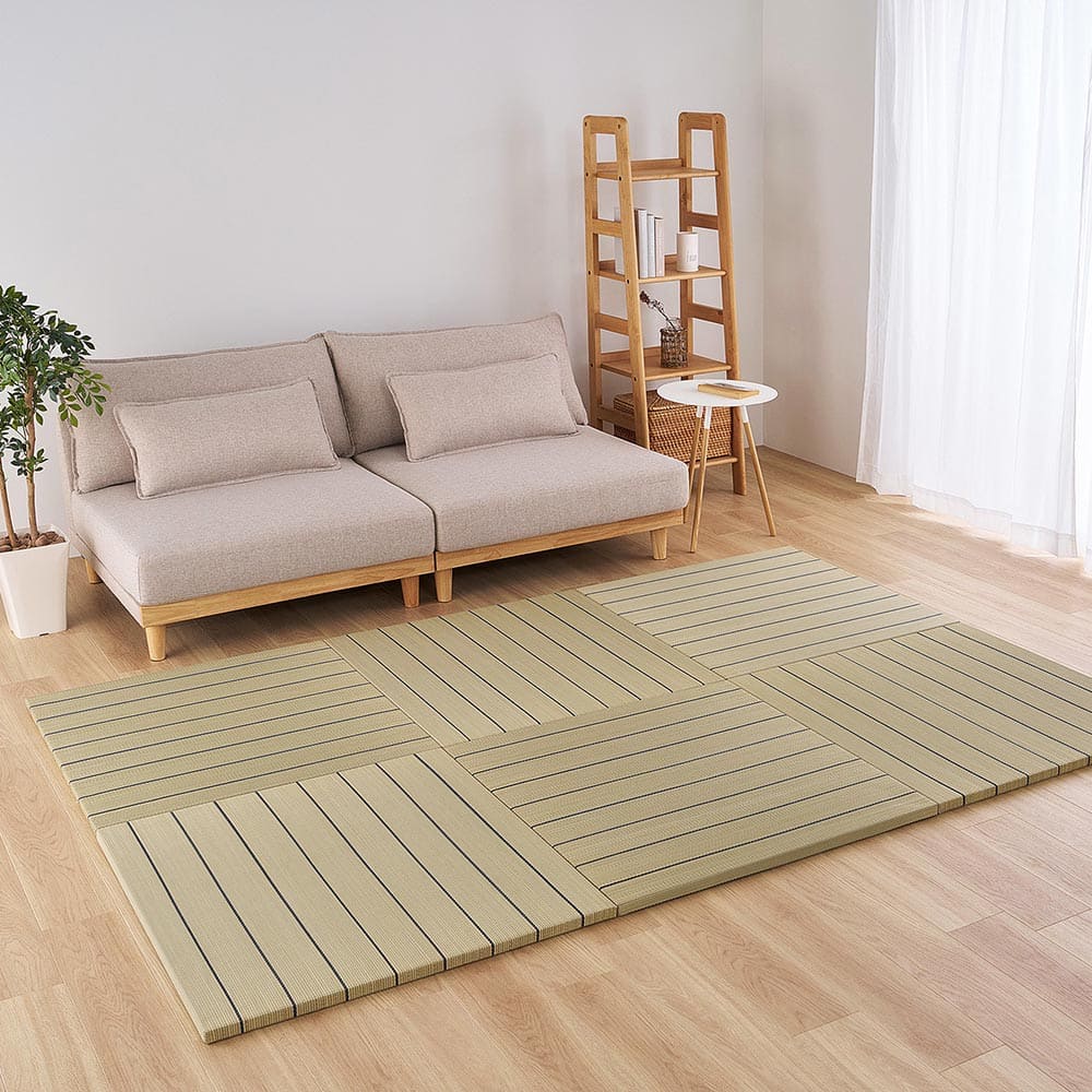 (Set of 12) Tatami Mats Rin Approx. 82×82×2.5cm Natural