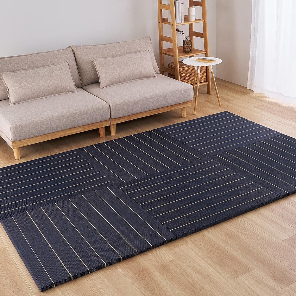 (Set of 12) Tatami Mats Rin Approx. 82×82×2.5cm Black