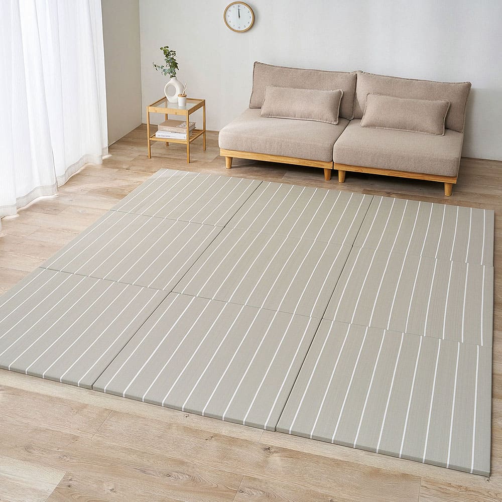 12-Piece Igusa Style Tatami Mat Kotolina Light Gray