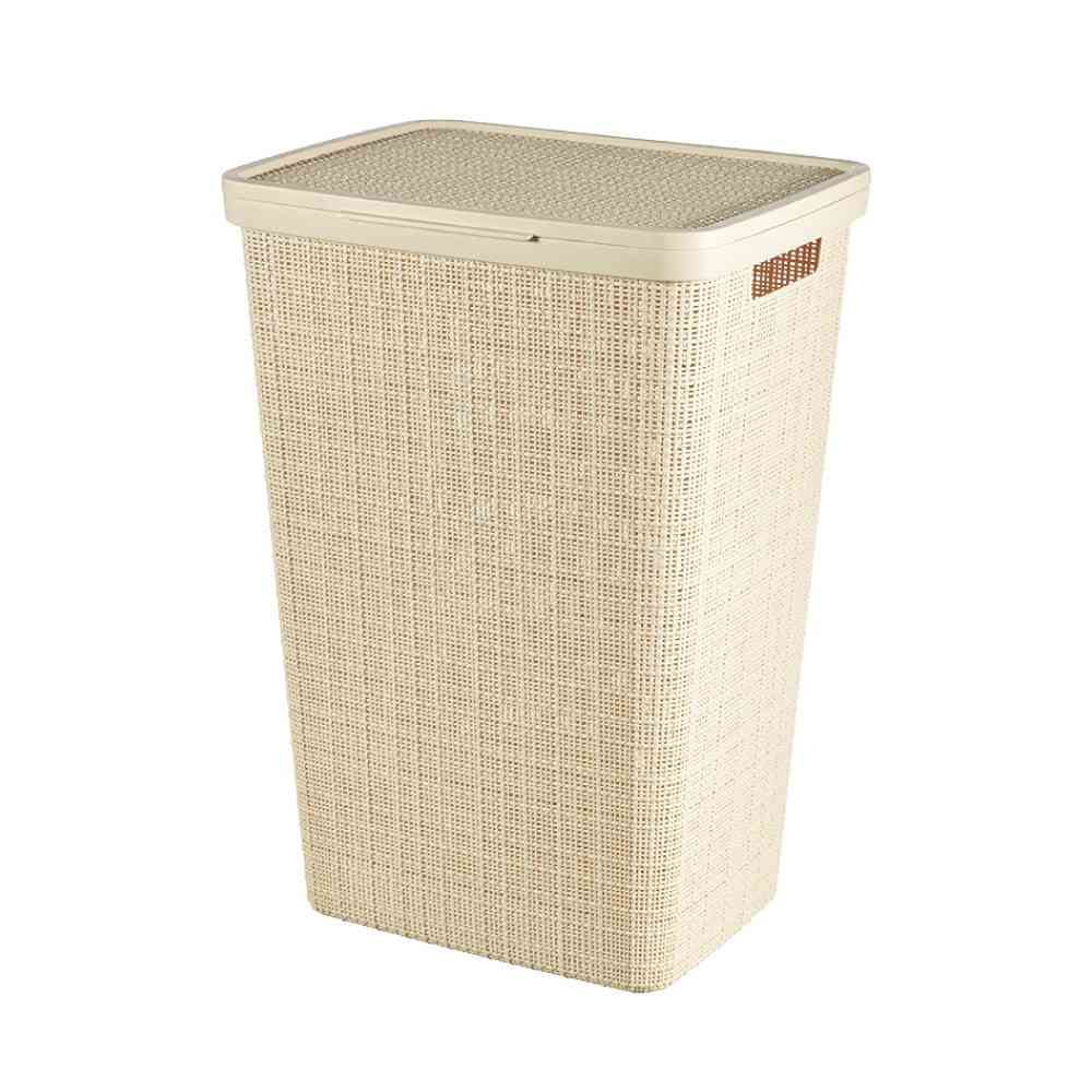 Toue Jute Basket with Lid 58L White