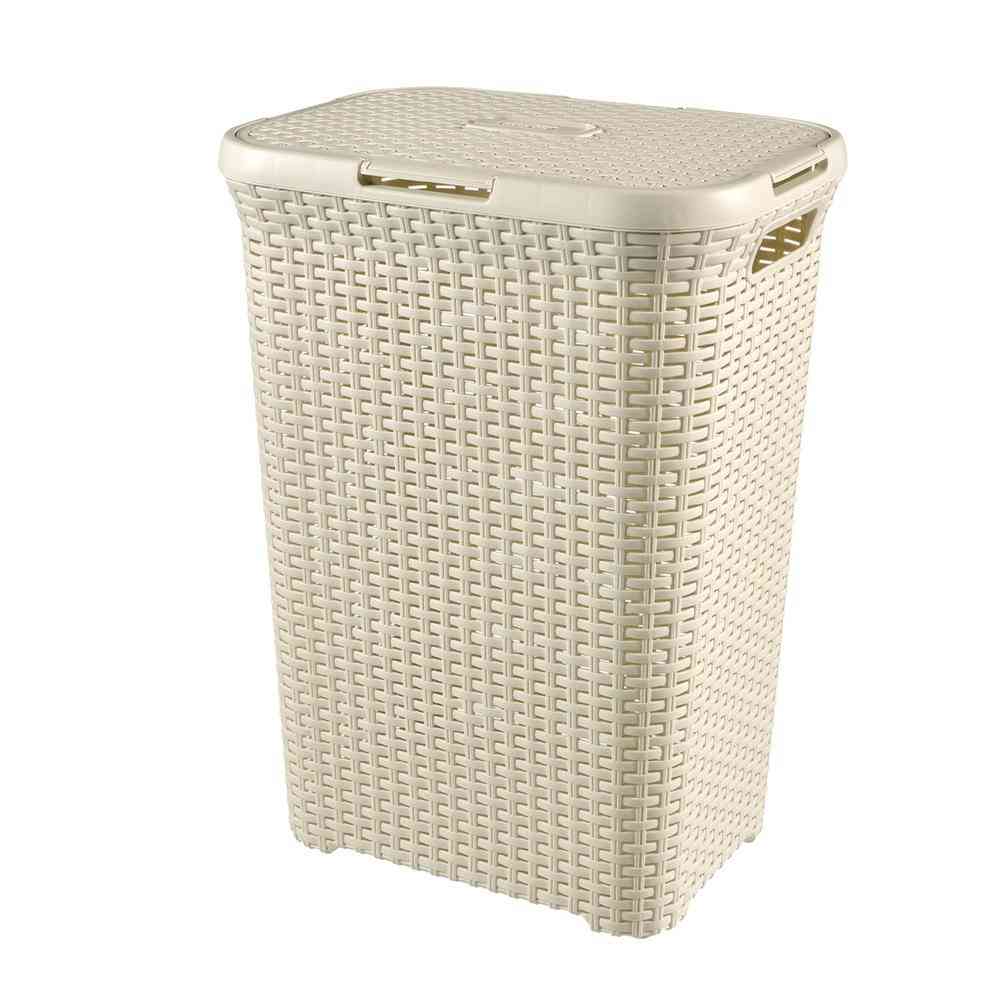 Fujie Style Laundry Basket with Lid White CV-054