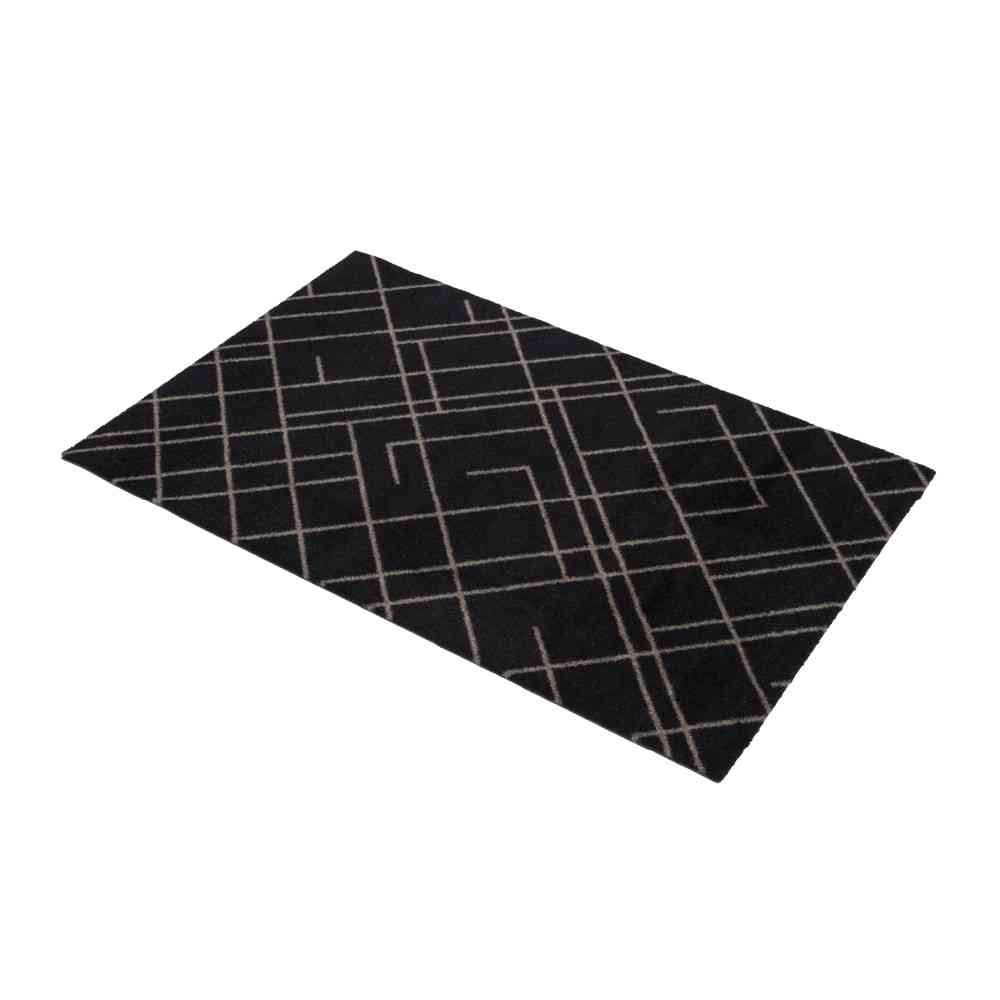 Fujie tica copenhagen Floor Mat 60×90 LINES Black/Sand