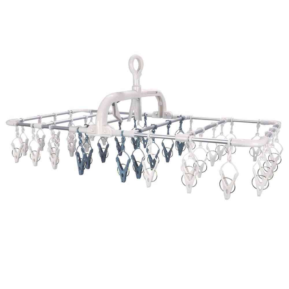 Fujie Divided Laundry Aluminum Hanger 40 Clips Blue