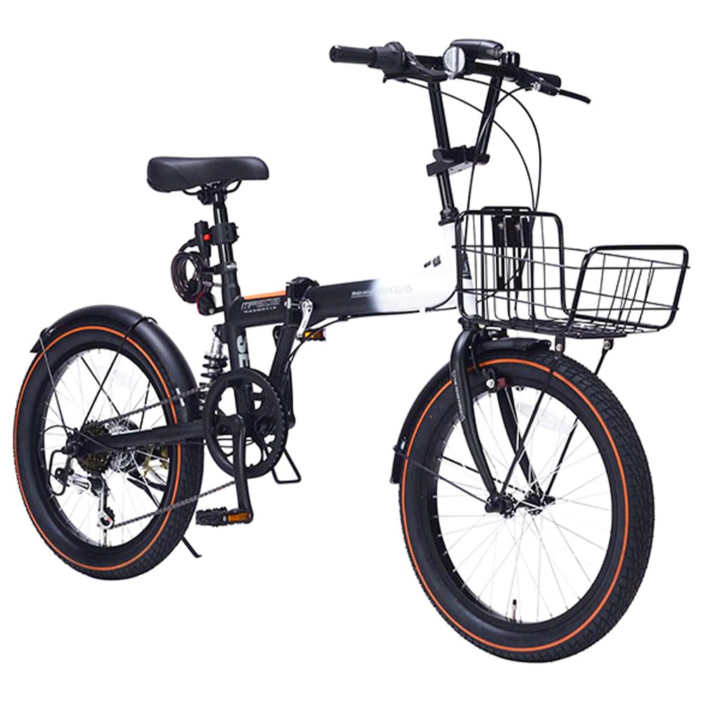 Folding Semi-Fat Bike 6-Speed with Basket & Rear Suspension MF208SE