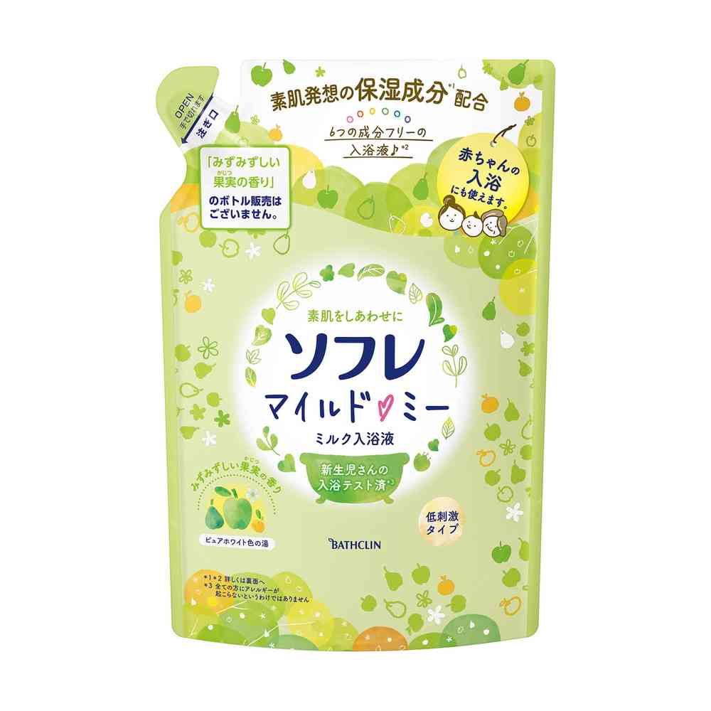 Bathclin Sofure Mild Me Milk Bath Liquid Fresh Fruit Scent 600ml