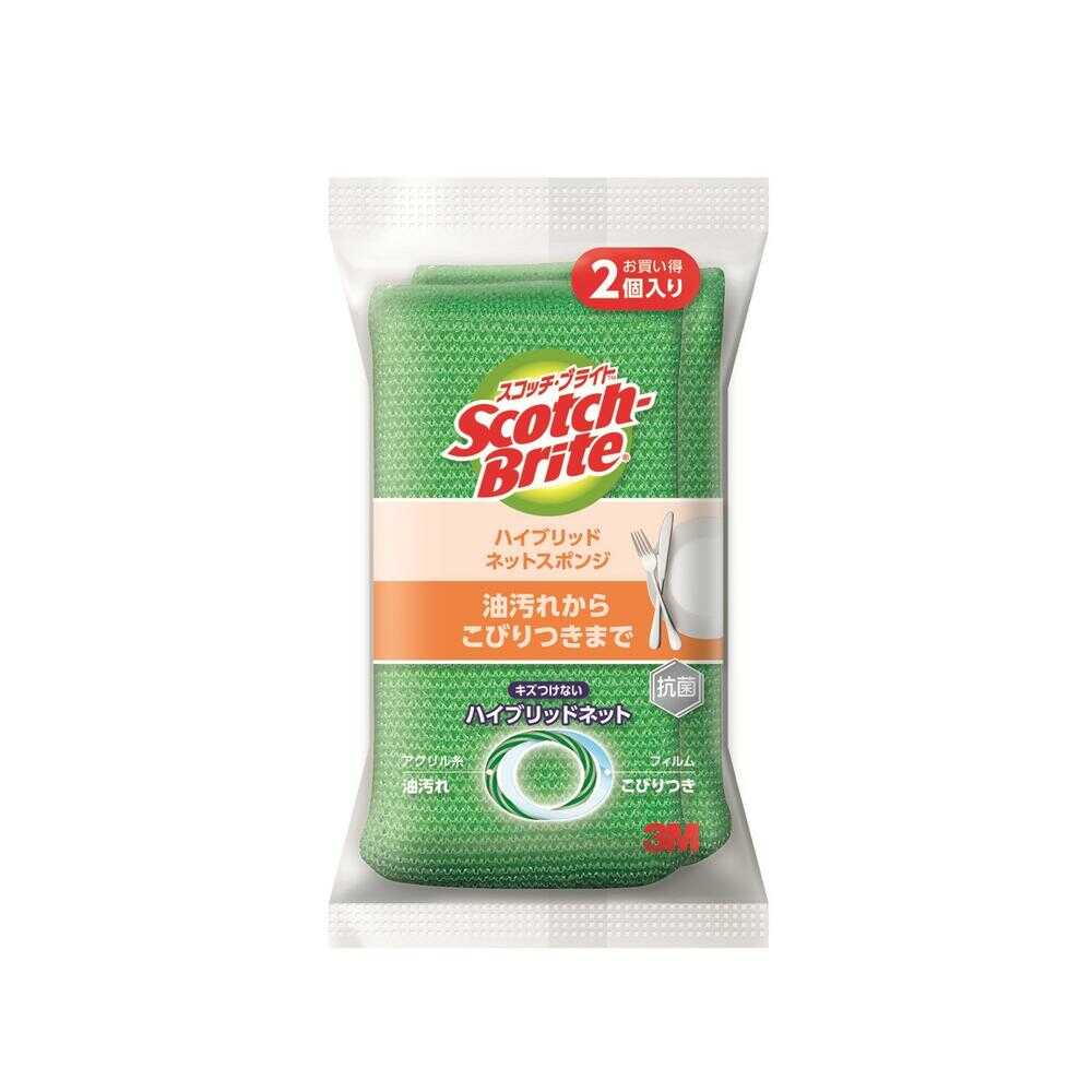 3M Scotch-Brite Hybrid Net Sponge HBNT-75G 2PM Green 2-Pack