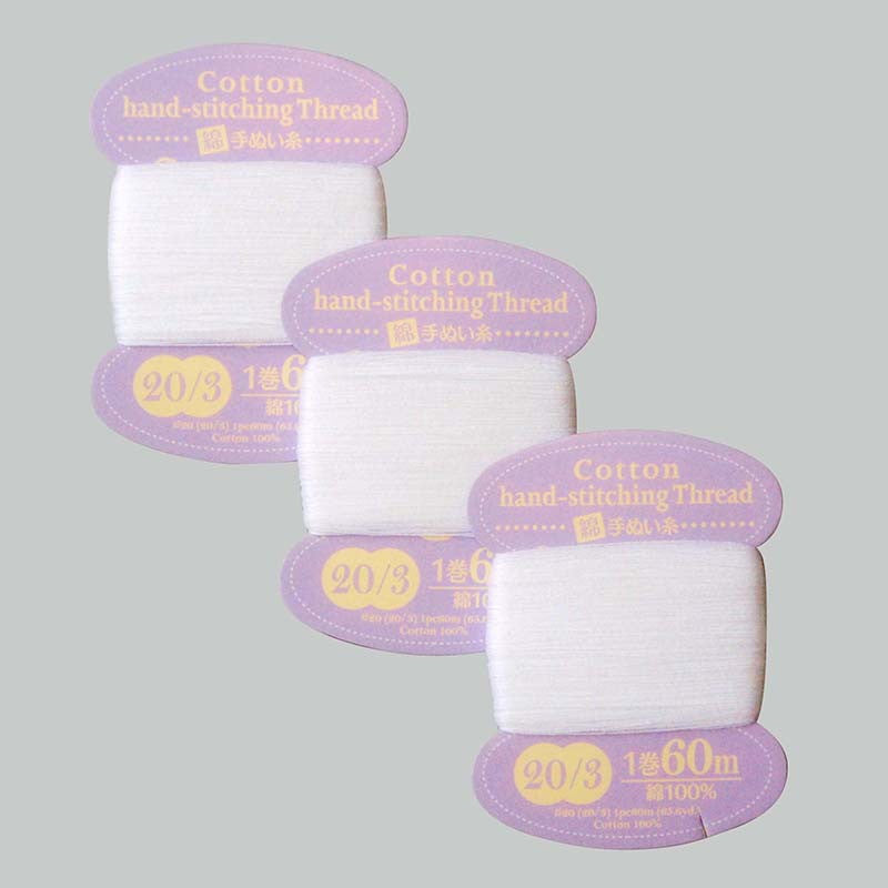 Cotton Hand Sewing Thread (Thick, White, 3-Pack)