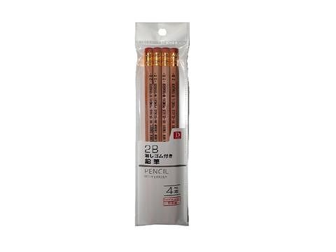 Japanese Eraser Pencil 2B 4-Pack