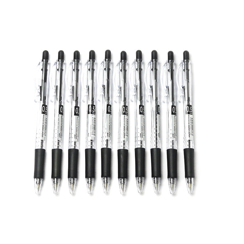 Knock Type Rubber Grip Ballpoint Pen (10 Pieces)