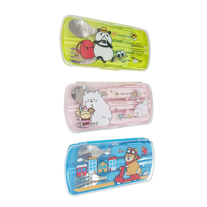 Animal Pattern Chopsticks, Spoon, Fork Set (3 pieces)