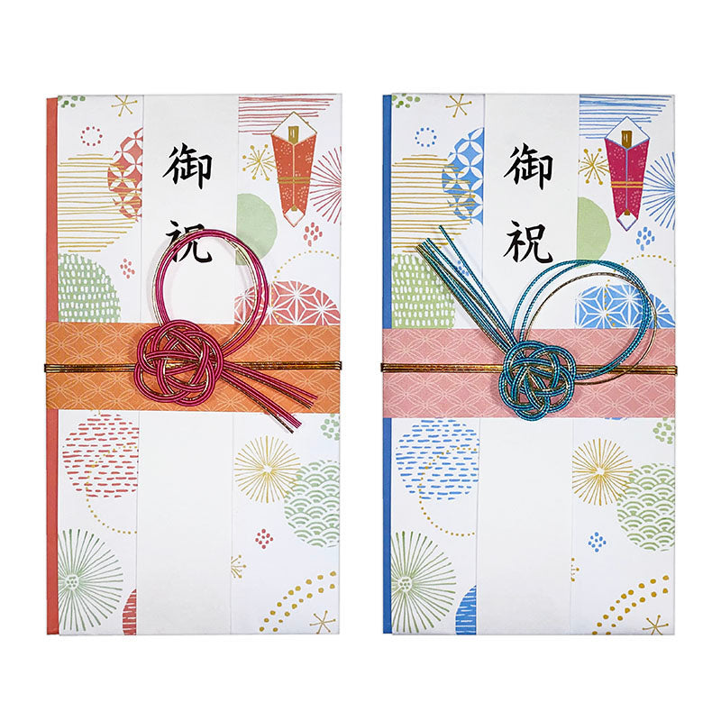 Modern Design Celebration Envelope (Round Pattern with Hemp Leaf, Orange/Blue)