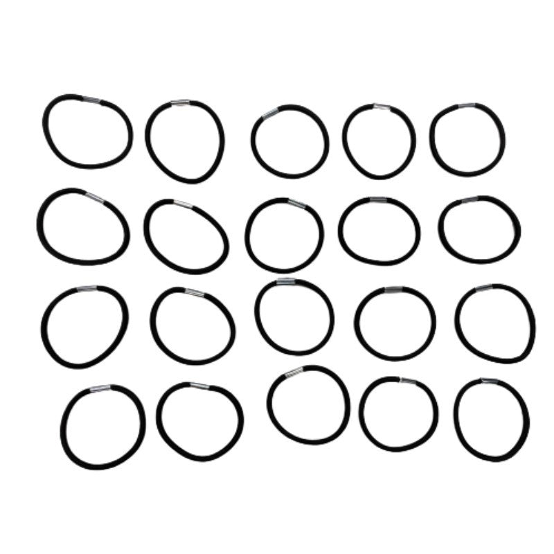 Ring Rubber (Black, with Metal Fittings, 20 Pieces)