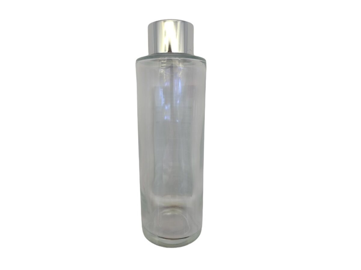 Glass Bottle for Diffuser (Round, Long, Silver Color)