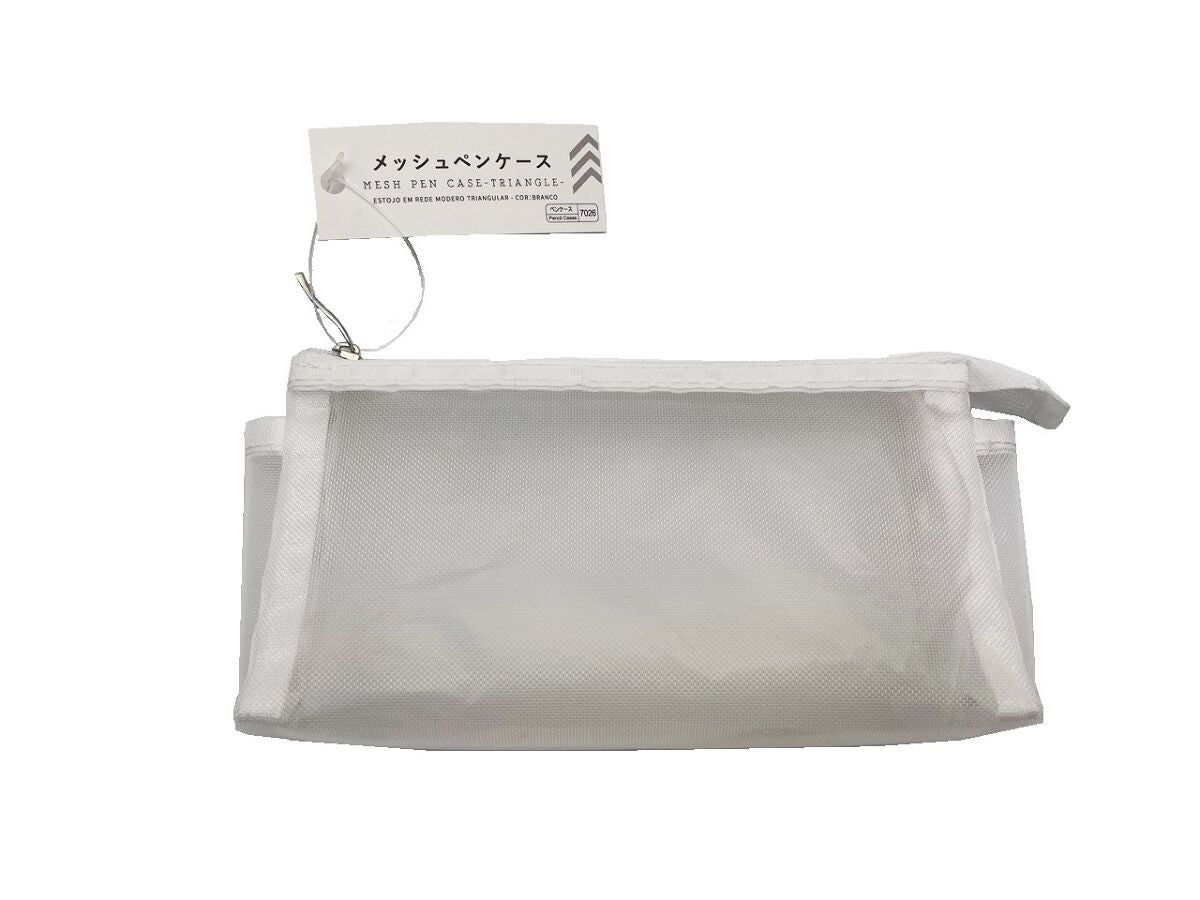 Mesh Pencil Case (Triangle, White)