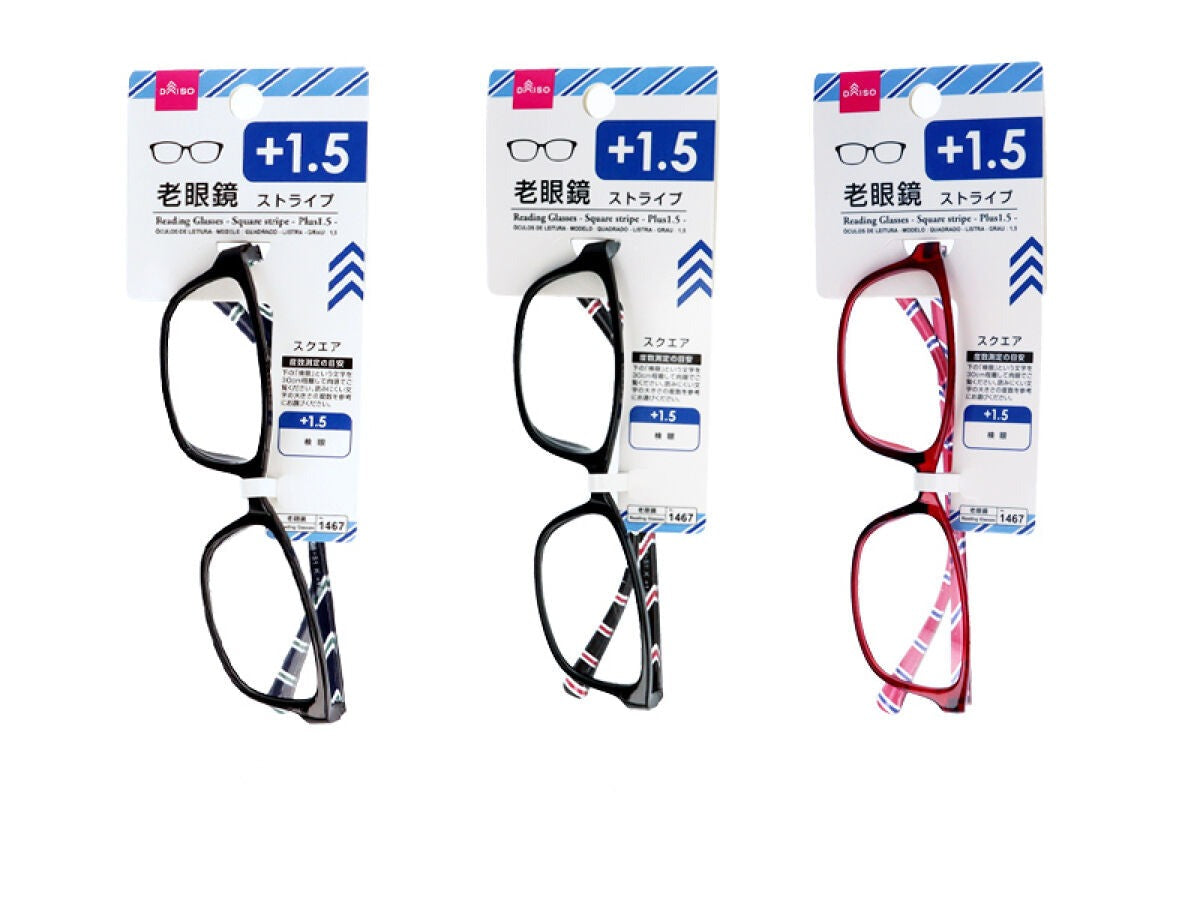 Reading Glasses (Square, Stripe, +1.5)