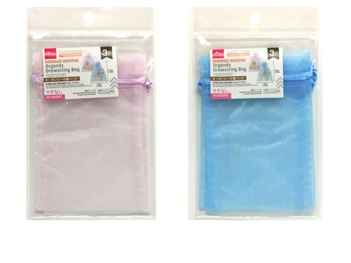 Organza Drawstring Bag (Light Color, 3 pieces)