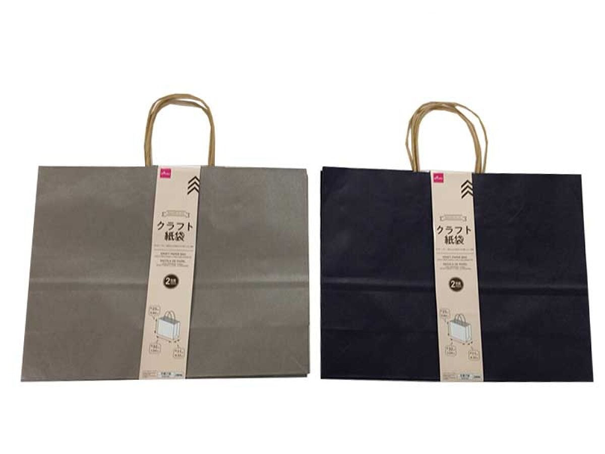 Craft Paper Bag (Navy, Gray, 2 Pieces)