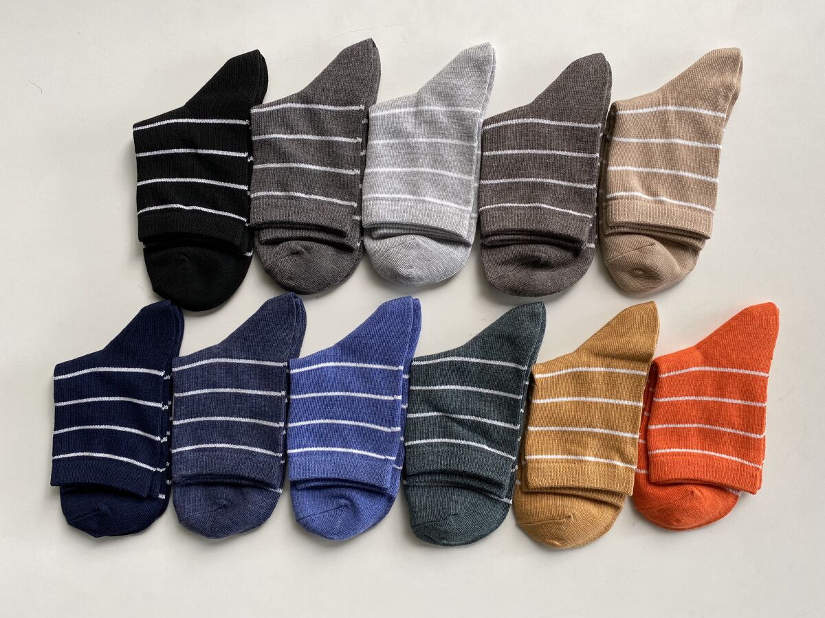 Right Angle Heel Socks (Quick Dry, Fine Stripes)