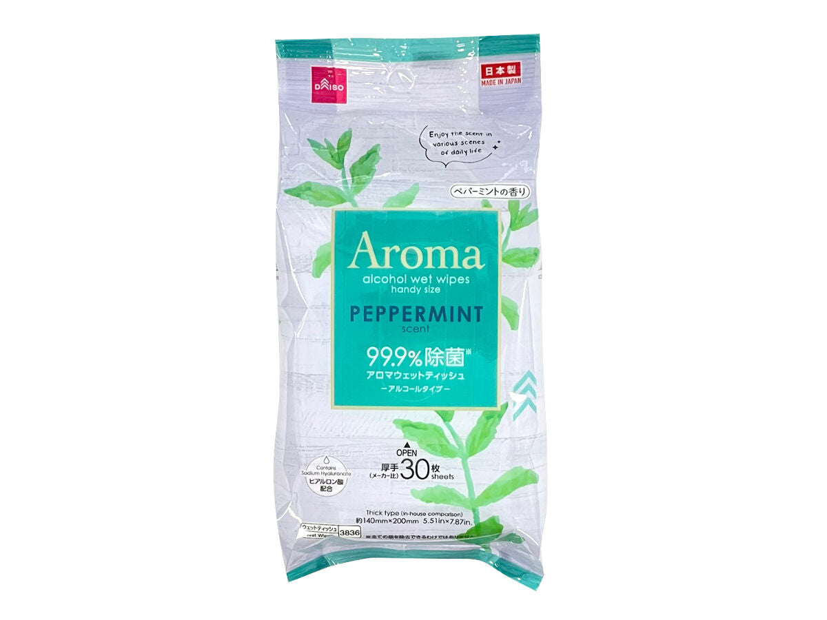 Aroma Alcohol Disinfecting Wipes (On-the-Go, 30 Pieces, Peppermint)