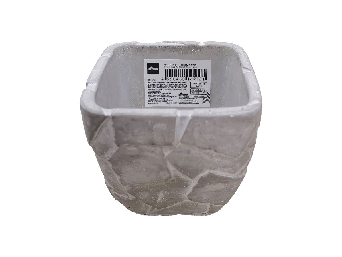 Cement Pot (Stone Pattern, Square)