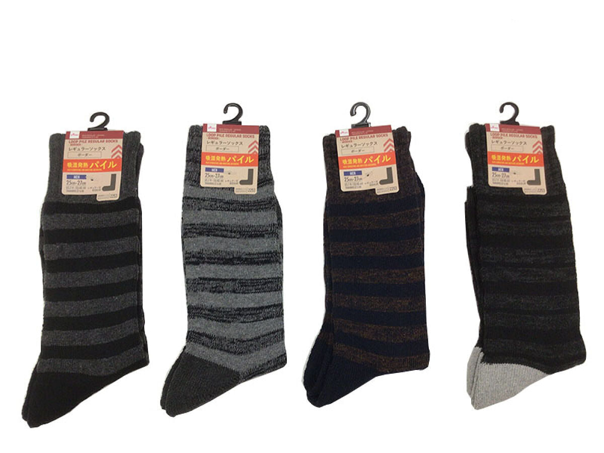 Pile Regular Socks (Striped, Moisture-Wicking Heat Retention)