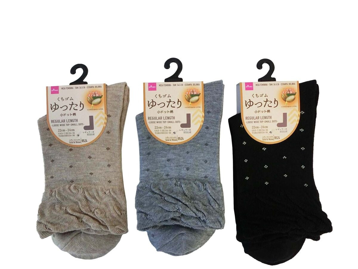 Senior Women's Socks (Regular Length, Loose Cuff, Small Dot Pattern)