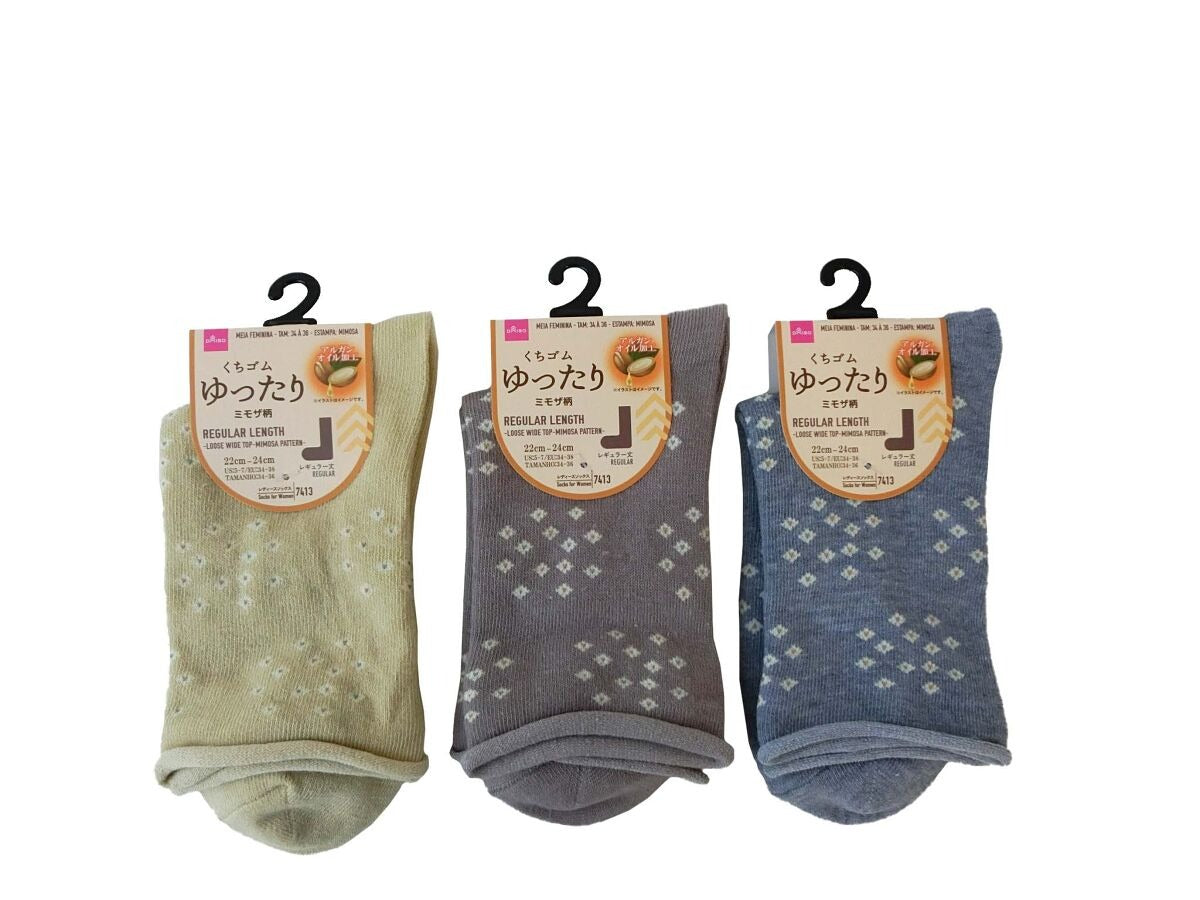 Senior Socks (Ladies, Regular Length, Loose Cuff, Mimosa Pattern)