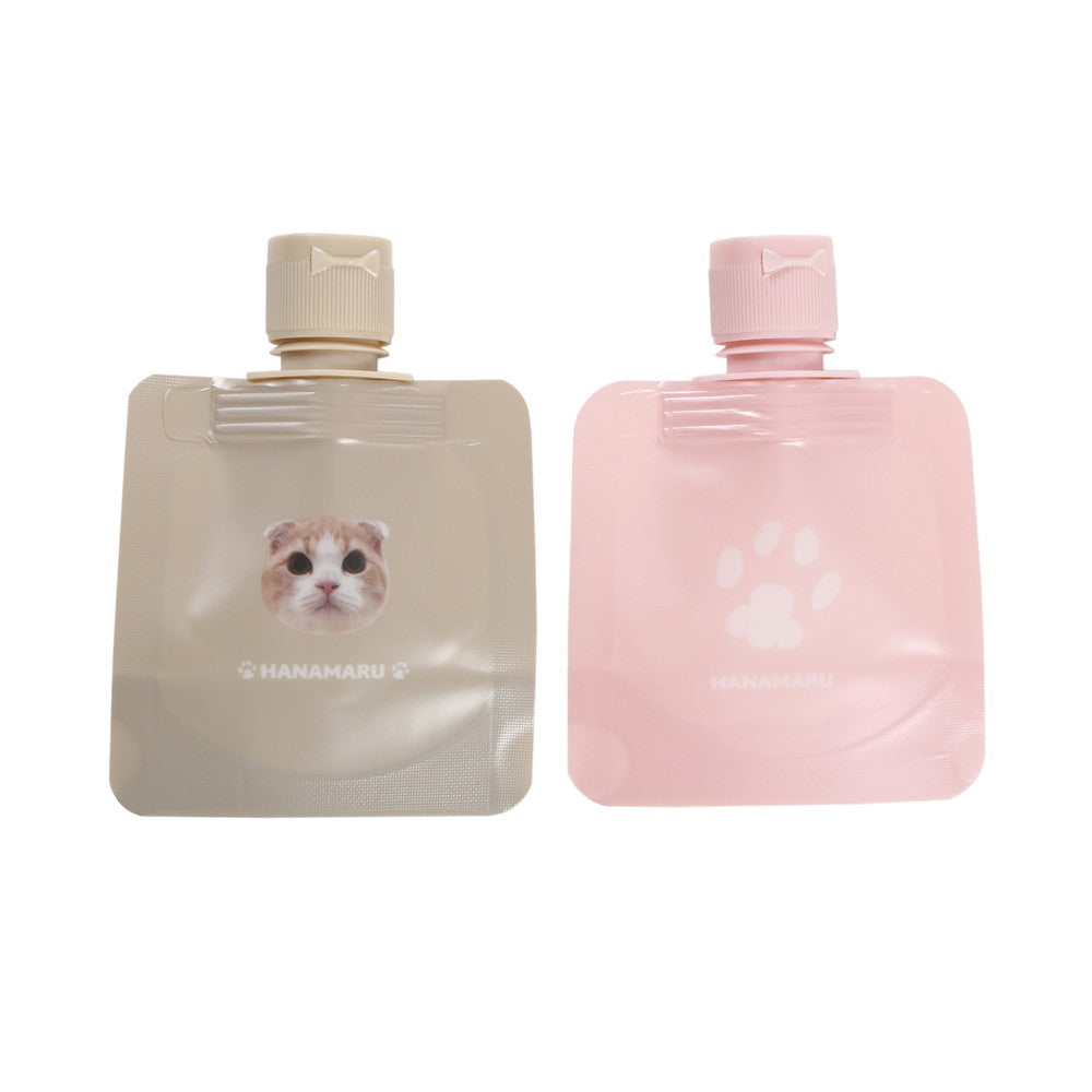 Refillable Containers, 2 Pieces (Mochimaru Diary) Pink, Beige
