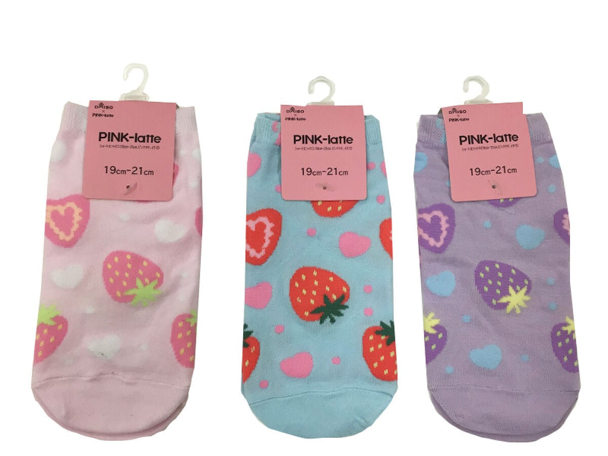 Short Socks (Pink Latte, Strawberry)