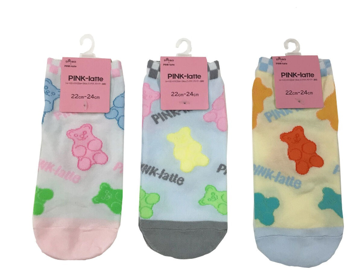 Short Socks (Pink Latte, Gummy Bear, All-Over Pattern)