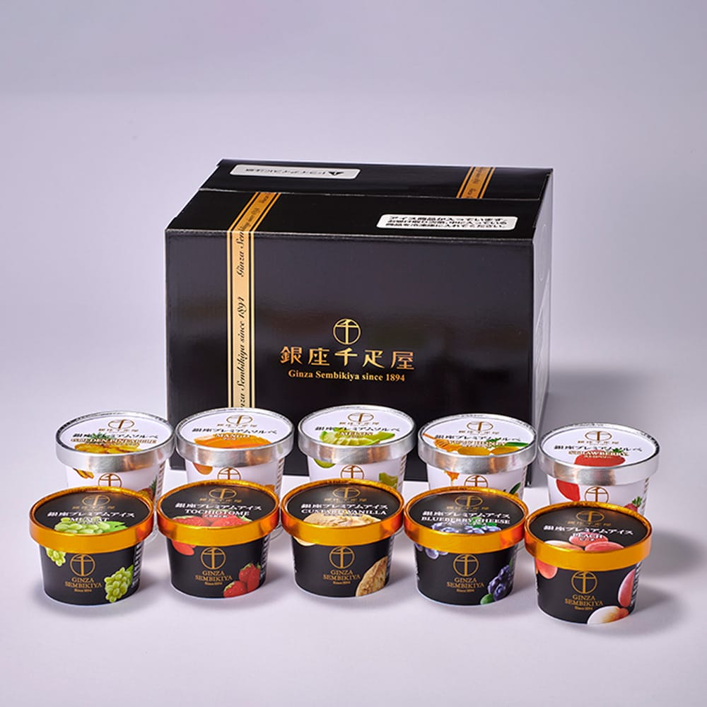 Ginza Senbikiya Ginza Premium Ice & Sorbet 10 Pieces × 1 Box