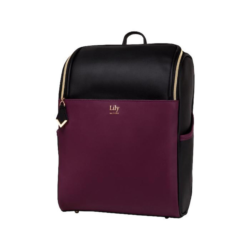 Backpack Bag-Lily02 - Black x Wine Red