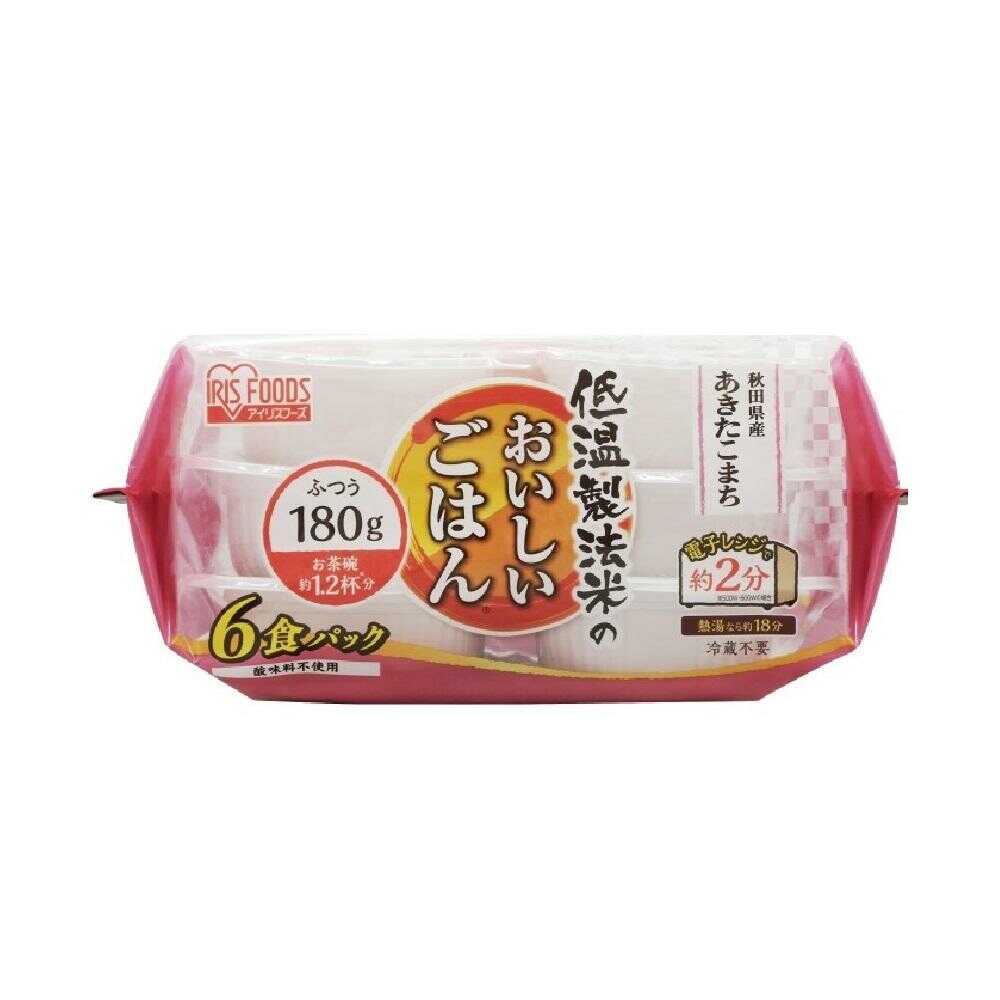 Iris Foods Low-Temperature Processed Delicious Rice Akita Komachi 180g x 6 Pack