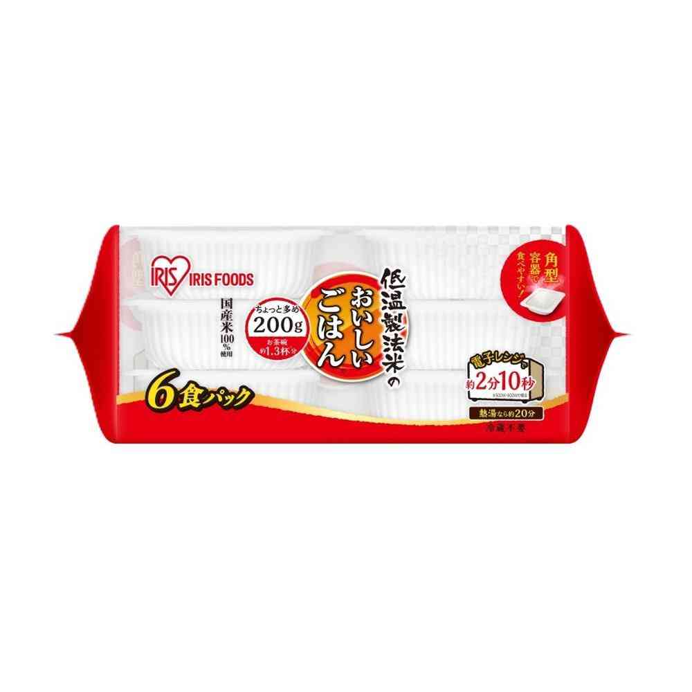 Iris Foods Delicious Rice Pack Low-Temperature Processed Domestic Rice 200g x 6 Packs