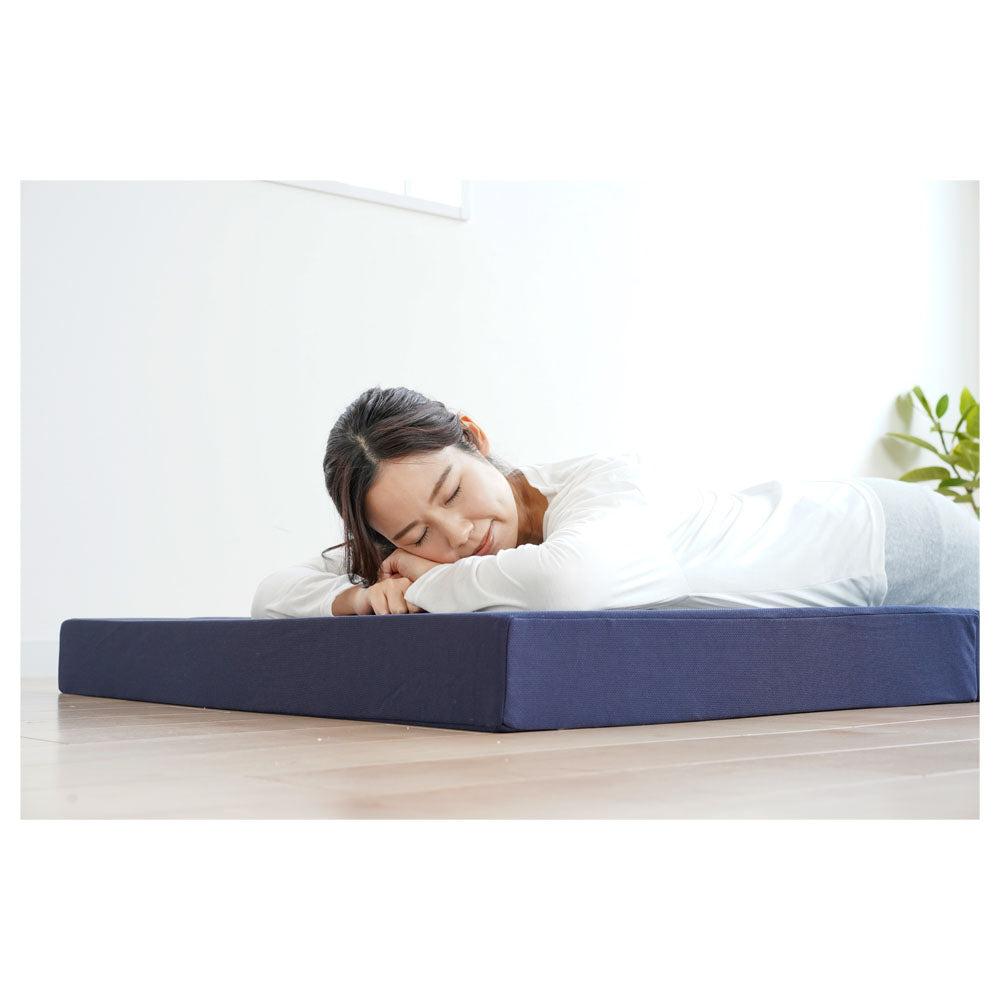 10cm Tri-Fold High Resilience Mattress Semi-Double Size Navy