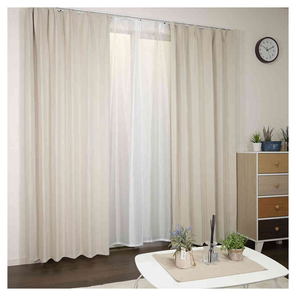 2nd Grade Blackout Curtain & Mirror Lace Curtain 4-Piece Set Thick Fabric