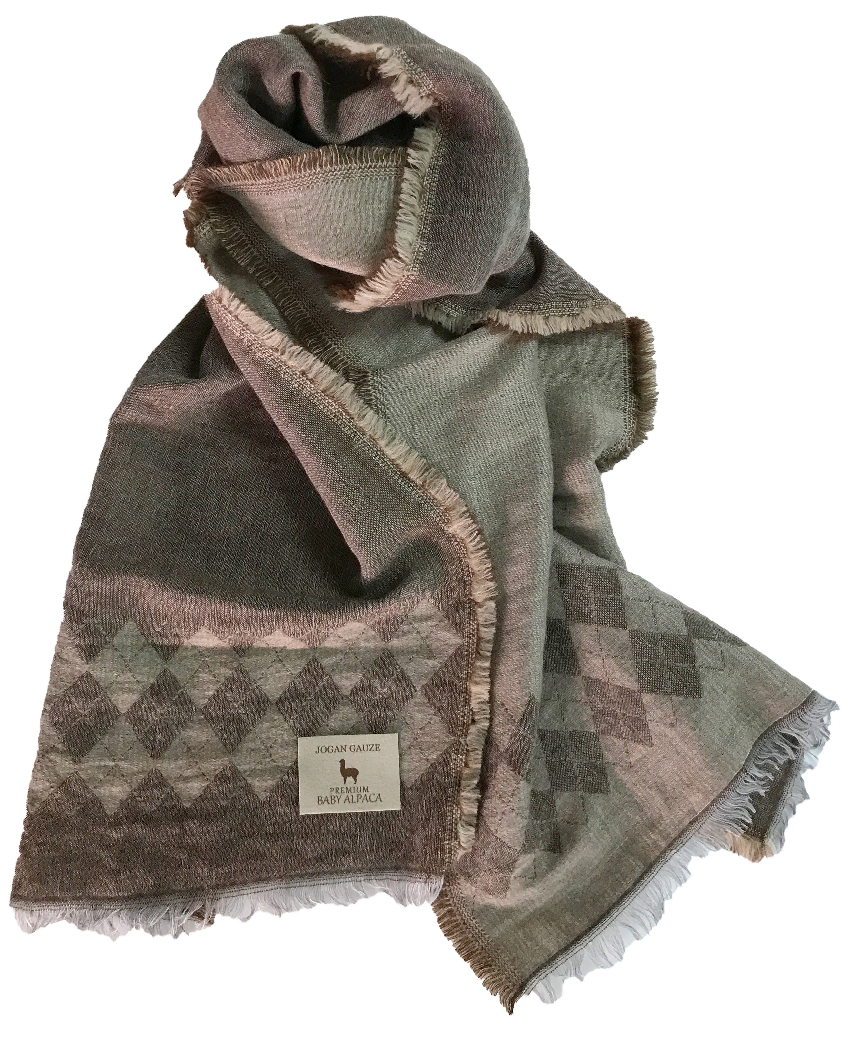 Z1149 Argyle Pattern Stole Brown BAAG-1000A