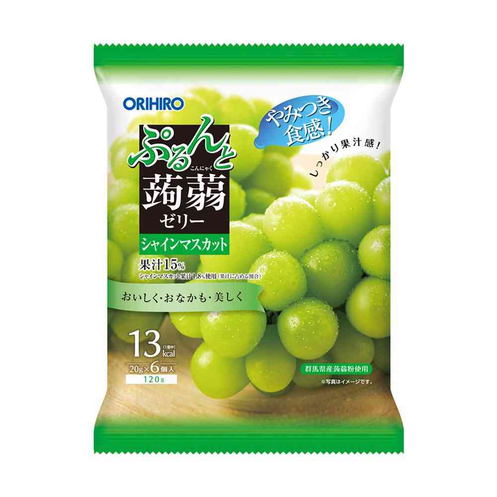 Orihiro Purun Konjac Jelly Pouch Shine Muscat 20g x 6 Pieces