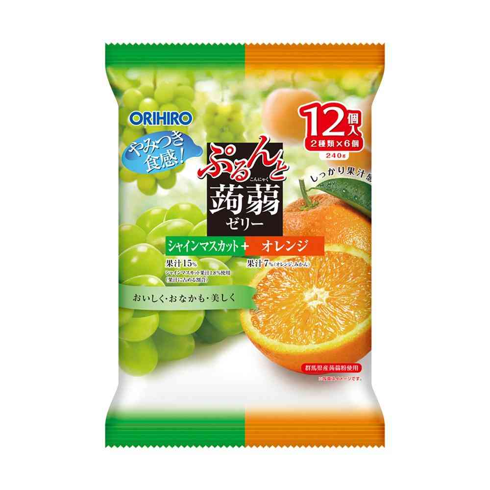 Orihiro Purun Konjac Assorted Shine Muscat + Orange 20g x 12 Pieces