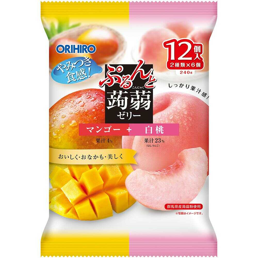 ◆Orihiro Pudding Konjac Jelly Pouch Mango + White Peach 20g x 12 pieces