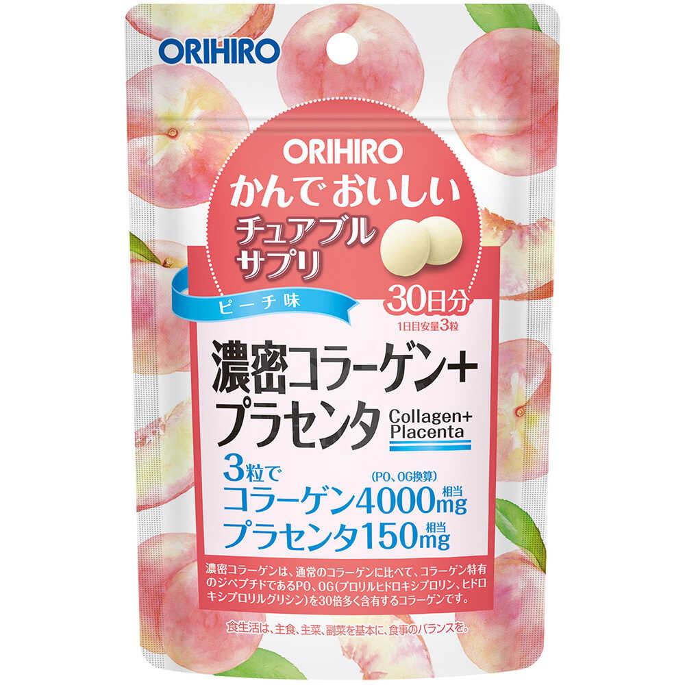 Orihiro Chewable Supplement Dense Collagen + Placenta 90 Tablets