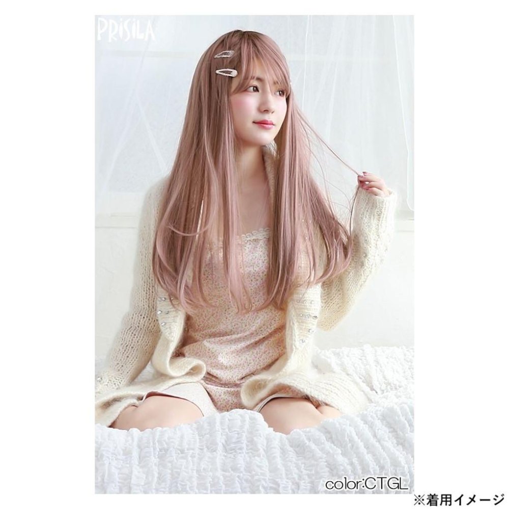 Priscilla All Wig Gradation Pure Straight Heat Resistant Gray Lavender