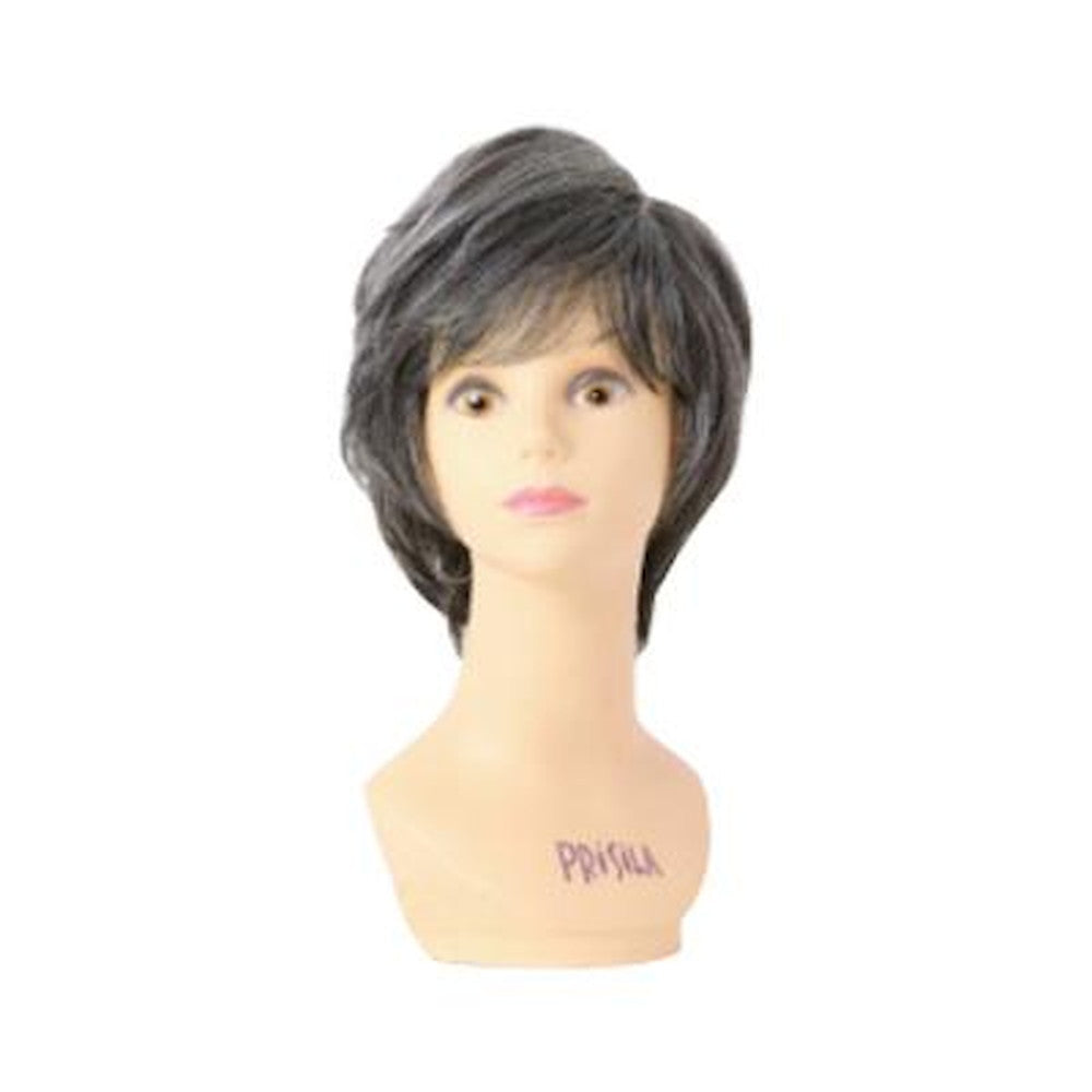 Priscilla All Wig Mrs. Airy Curl Short Heat Resistant Dark Gray Hair