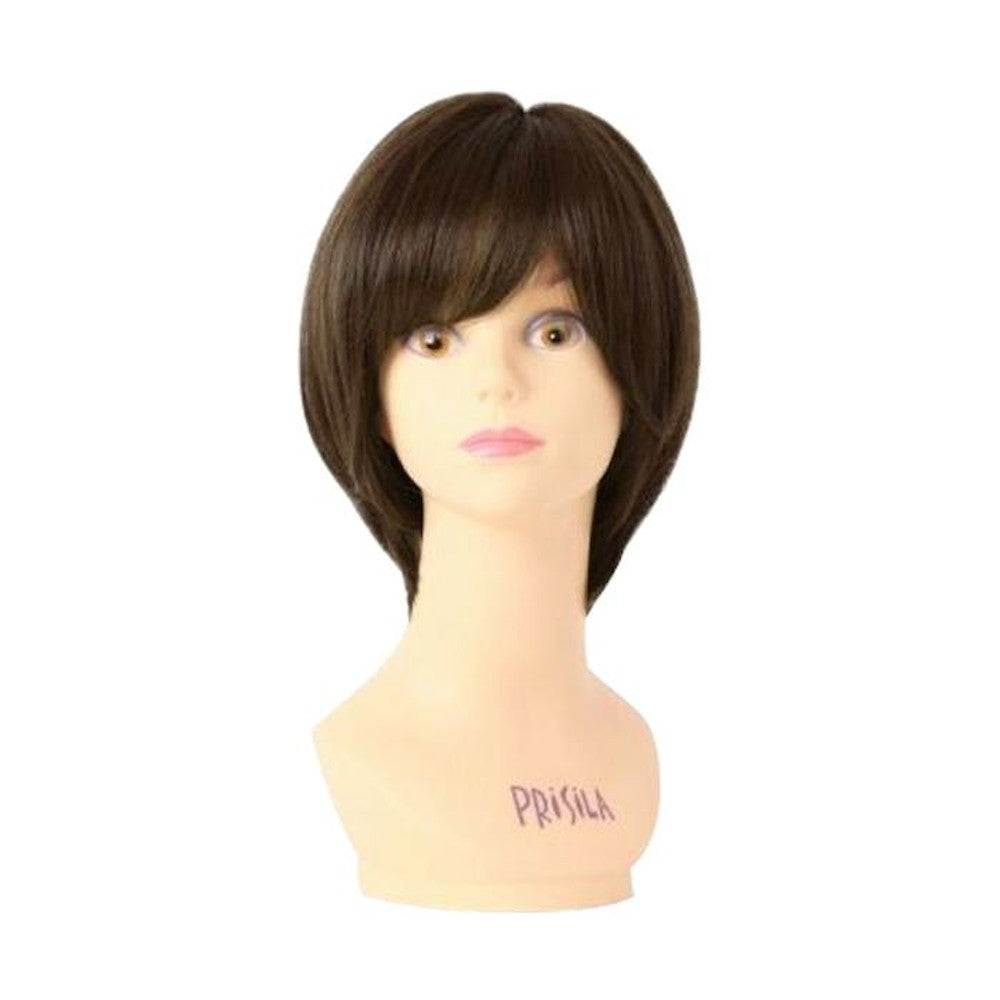 Priscilla Mrs. All Wig Round Curl Short Bob Heat Resistant Dark Brown