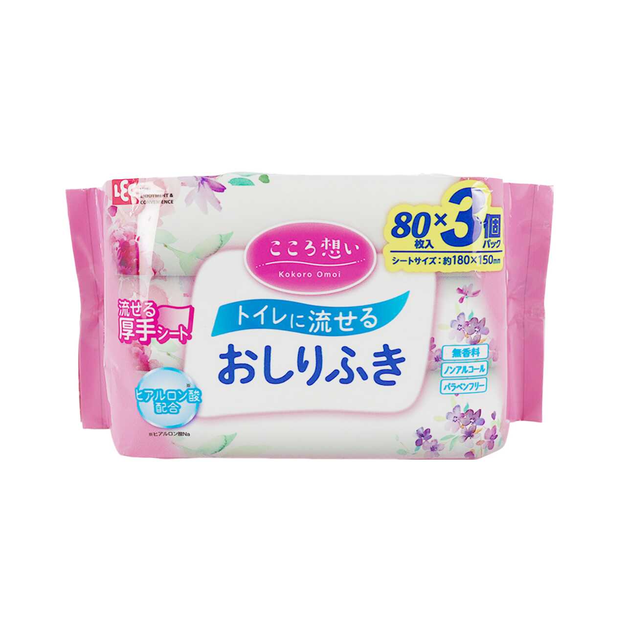 Reck Heartfelt Flushable Wet Wipes 80 Sheets x 3 Packs
