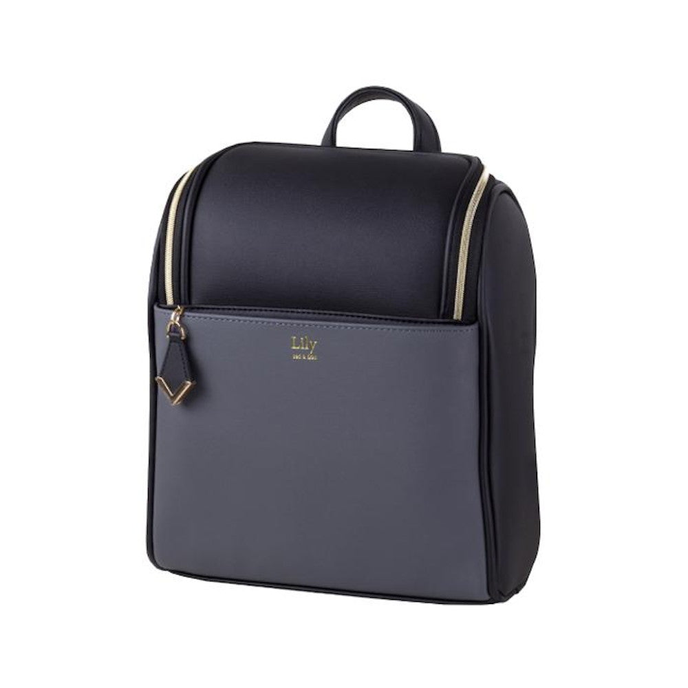 Mini Backpack Bag-Lily-M01 - Black x Gray