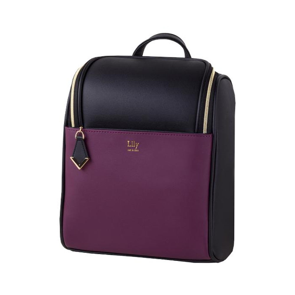 Mini Backpack Bag-Lily-M02 - Black x Wine Red